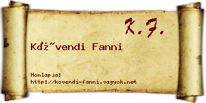 Kövendi Fanni névjegykártya