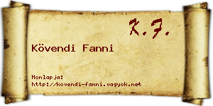 Kövendi Fanni névjegykártya